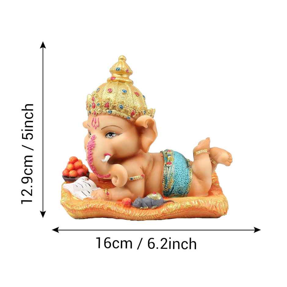Tied Ribbons Ganesh Idol Statue Showpiece | 16 cm