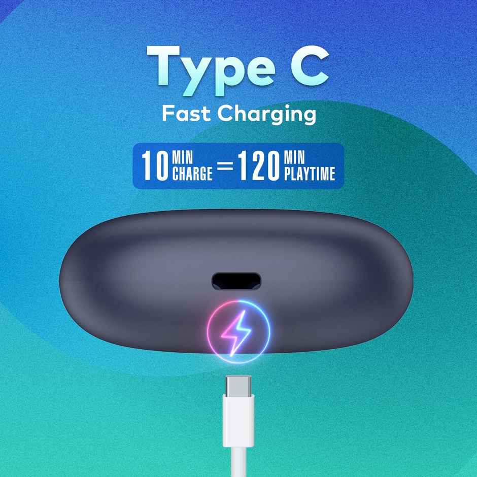 itel Buds Ace 2 - Quad Mic Enc, 13Mm Bass, 50H Playtime, Fast Charge, Ipx5, Bt 5.0, Type-C (Blue)