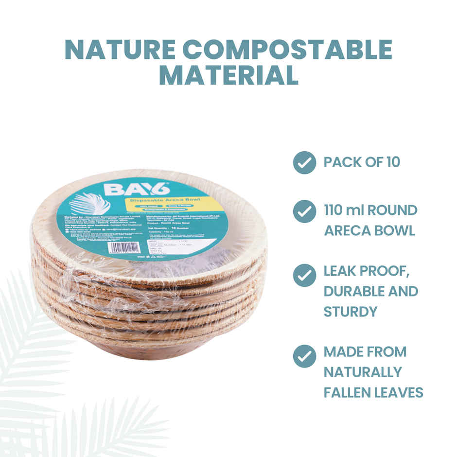 Areca Round Bowl | 4 inch | Pack of 10 | BAY6