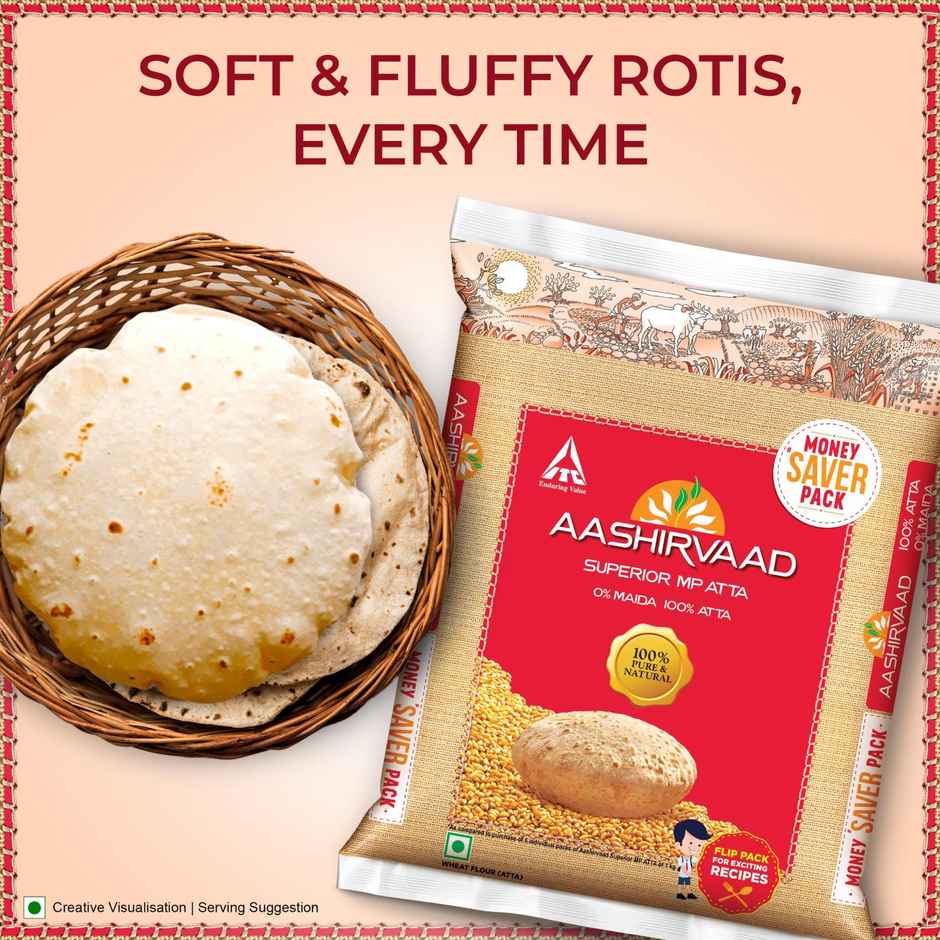 Aashirvaad Mp Atta(5kg), Freedom Sunflower Oil (1l), Parrys White lable sugar Combo