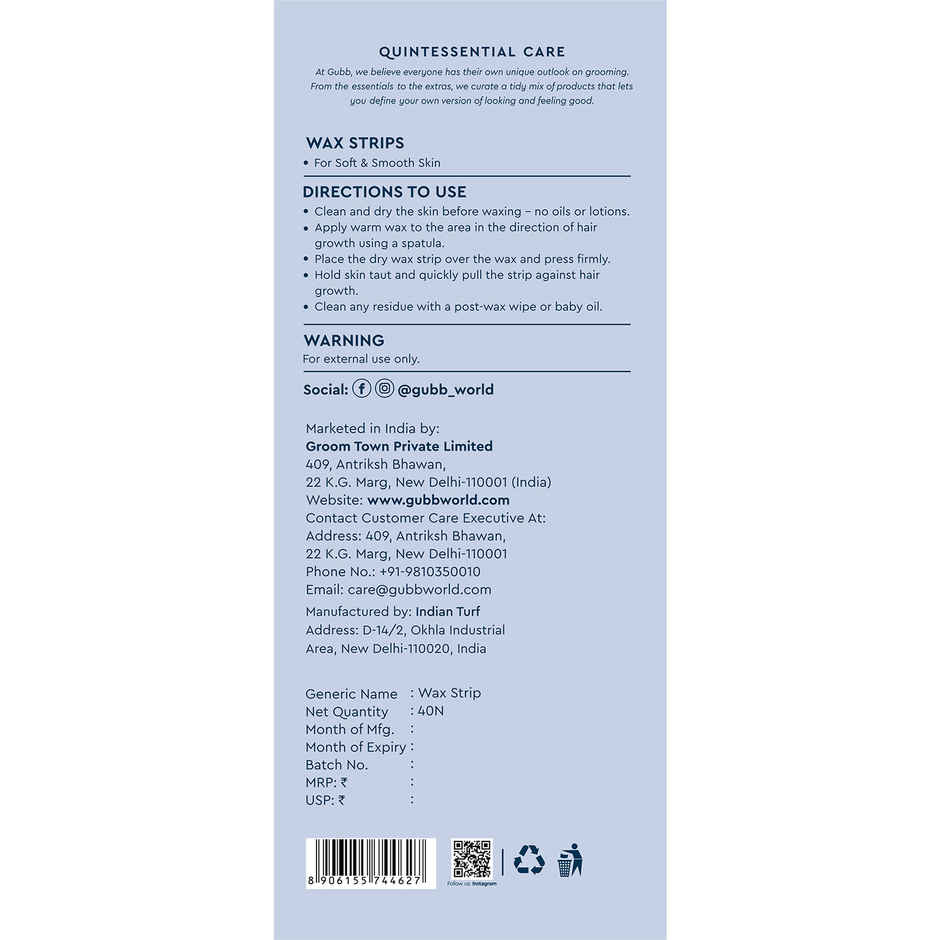 GUBB Hair Removal Body Wax Strips