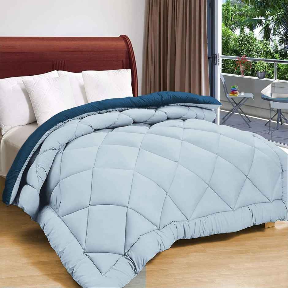 Status Solid Reversible Comforter 215 Cm x 220 Cm - Sky Blue
