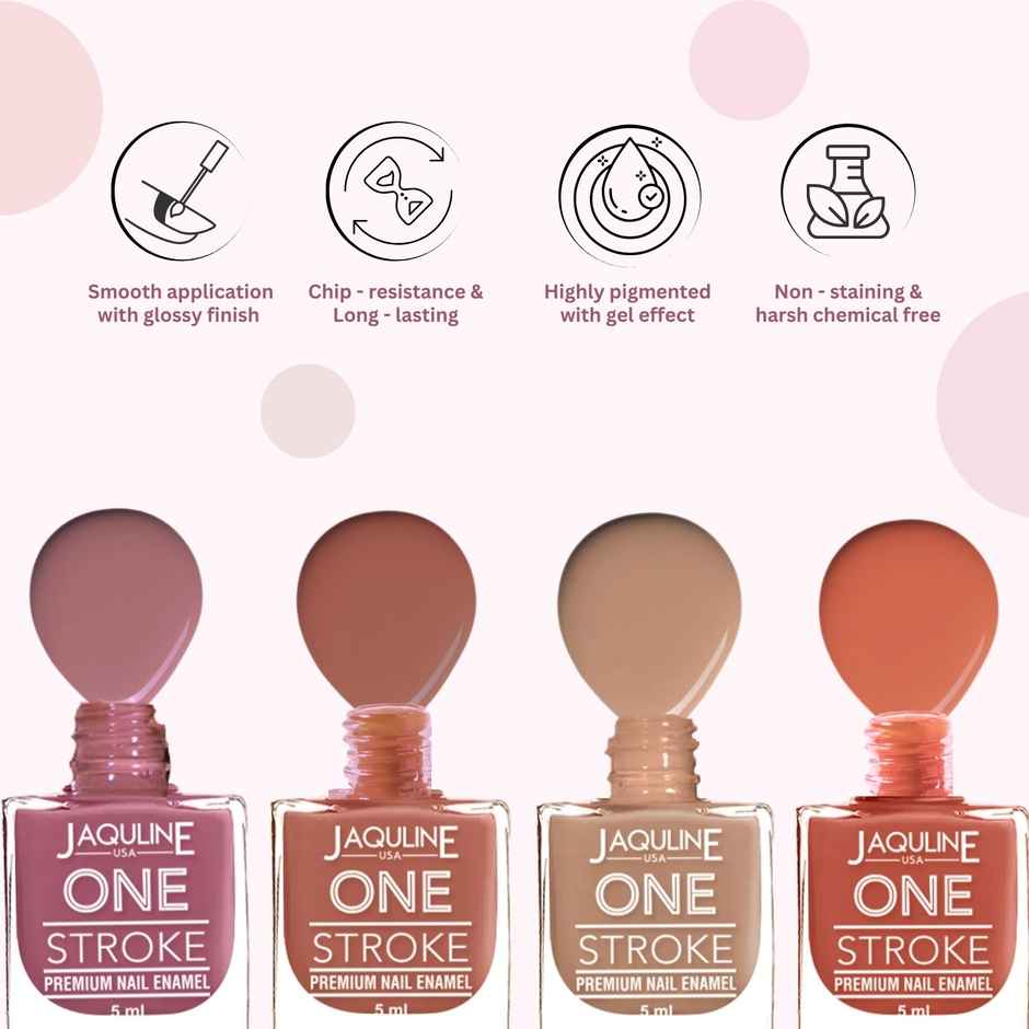 Jaquline USA Color Crush Nail Paint Set of 4 | Long Lasting | Chip Resistant | Highly Pigmented