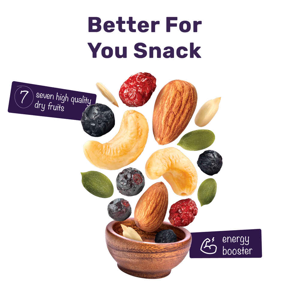 Farmley Trail Mix Dry Fruit- Almonds, Cashews, Cranberries, Blueberries, Blackcurrant & More