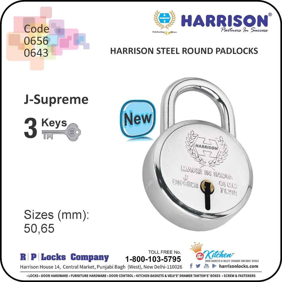 Harrison Lock J Supreme 65Mm With 3 Keys