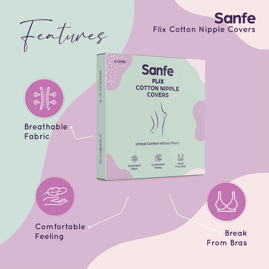 Sanfe Flix Cotton Nipple Covers for Women | Disposable | Breathable | No Show | White