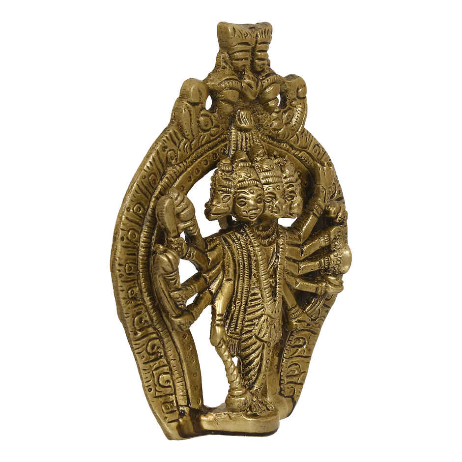 eCraftIndia Golden Brass Lord Panchmukhi Hanuman Statue