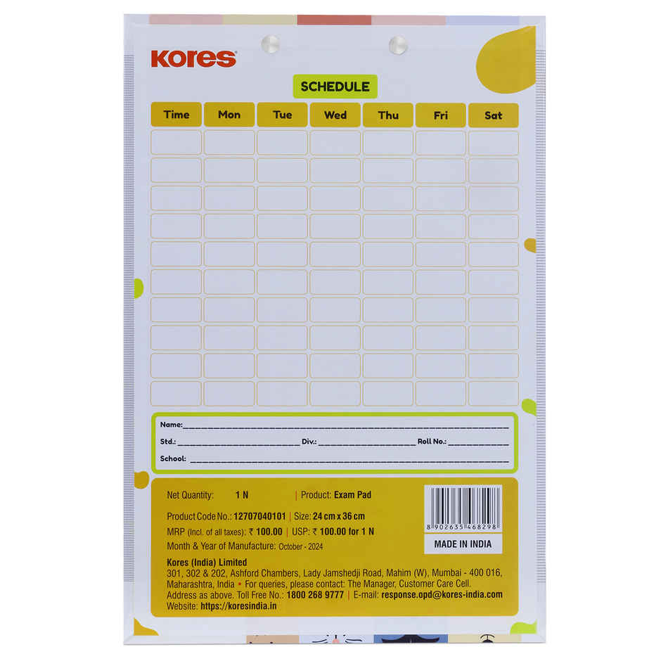 Kores MDF Exam Pad (Colour May Vary)