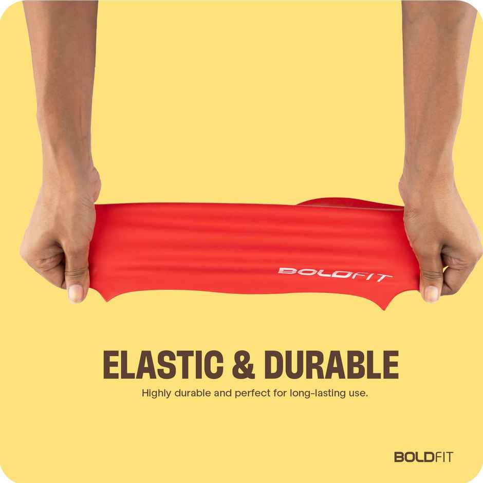 Boldfit Silicone Swimming Cap for Men & Women - Unisex Red Swim Cap