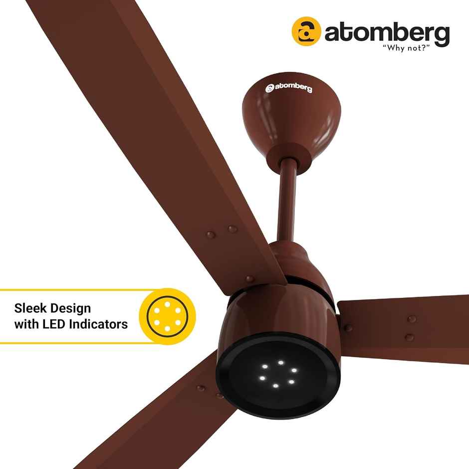 Atomberg Renesa Enzel BLDC Ceiling Fan,1200mm,Remote Control,BEE 5 Star,LED Indicators,Gloss Brown