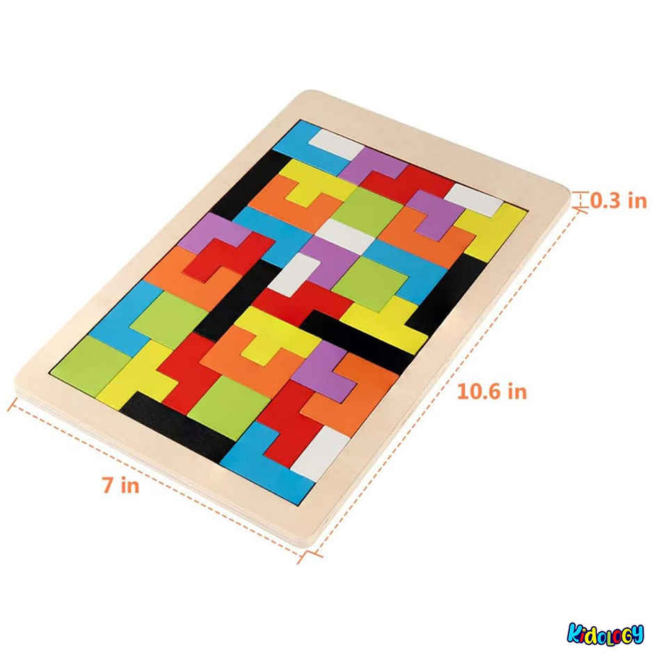 Kidology Wooden 3D Block Puzzle Game | Brain Teaser Toy | Montessori Toys For 1+ Year Old