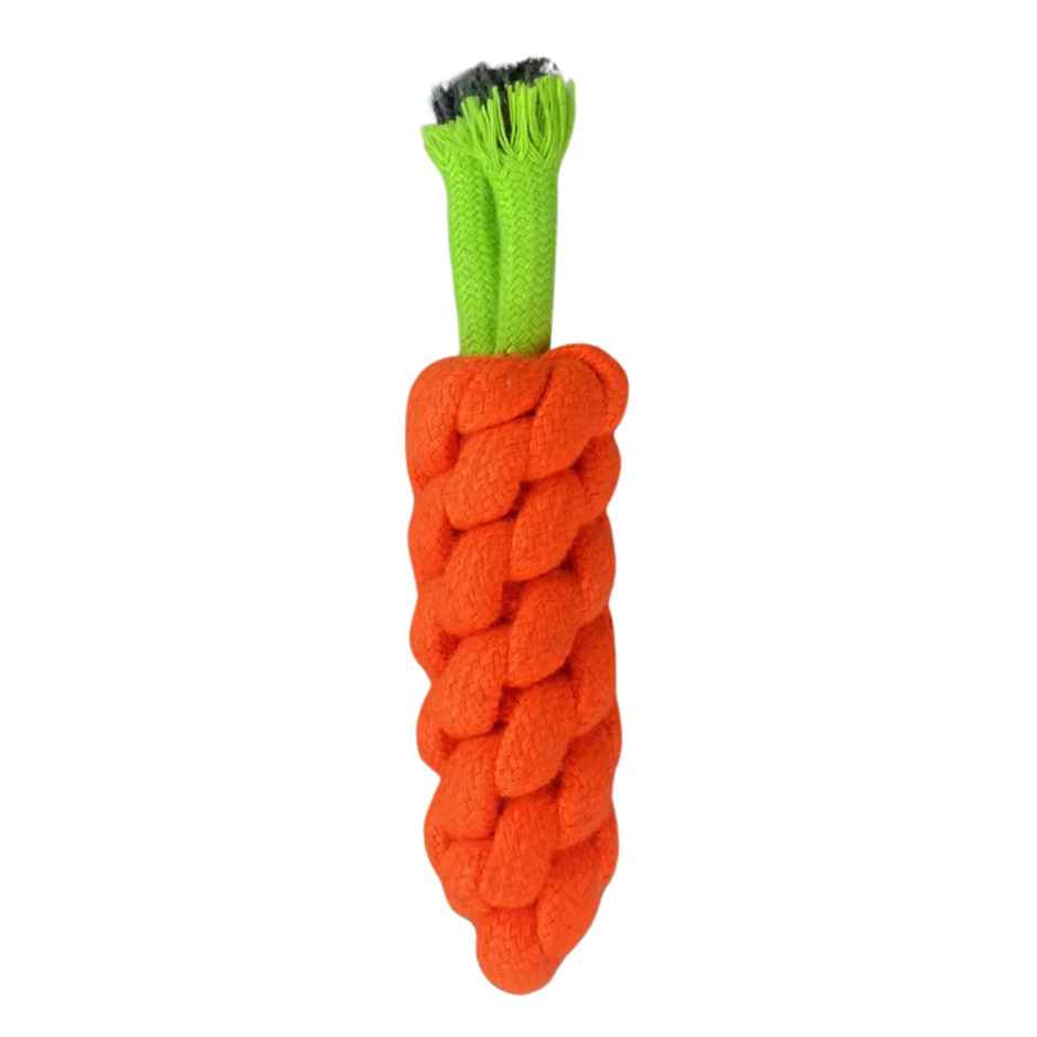 Payton Perry Dog Carrot Rope Chew Toy | Dental Cleaning | Fun - Red
