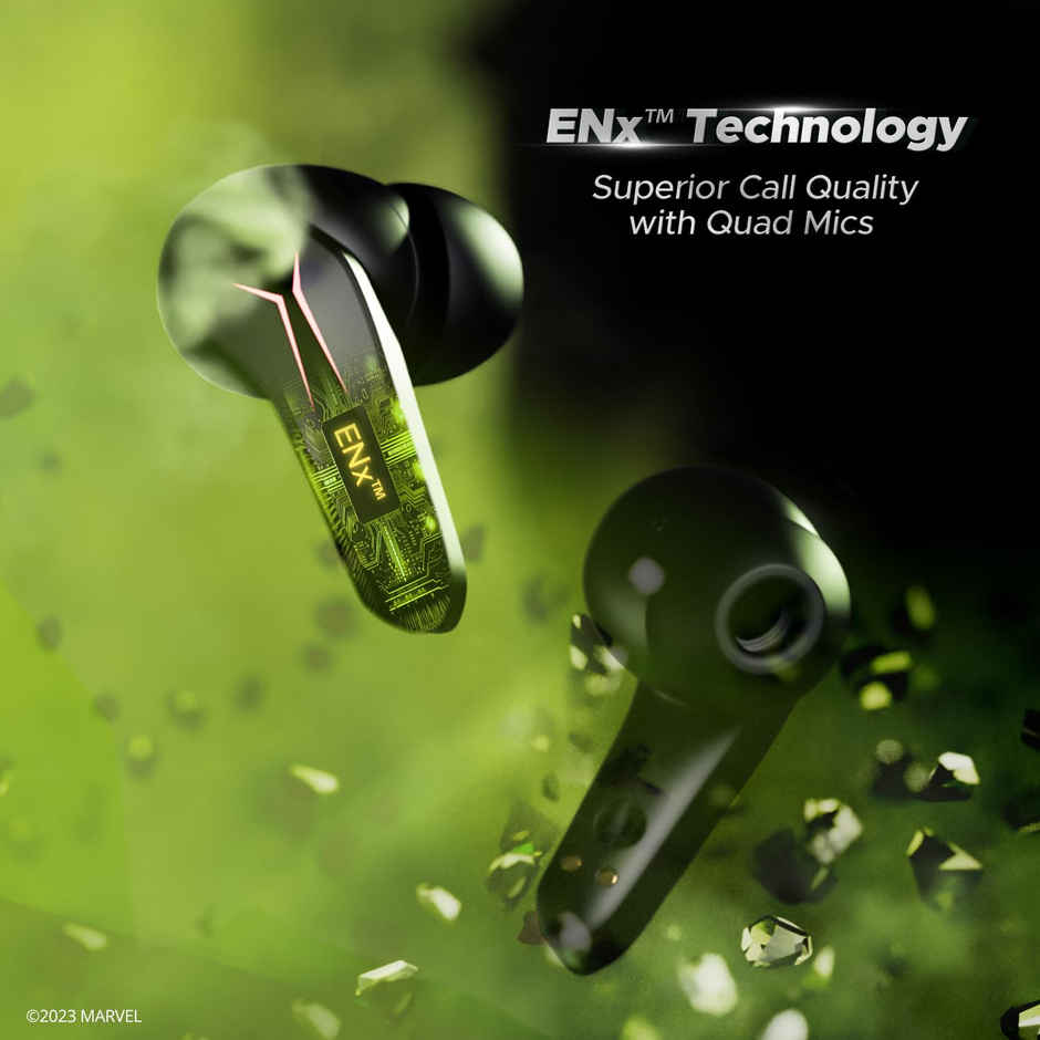 boAt Immortal 121 TWS Earbuds for Gaming w/ 40H Playtime, BEAST Mode & RGB LEDs (Green Fury)