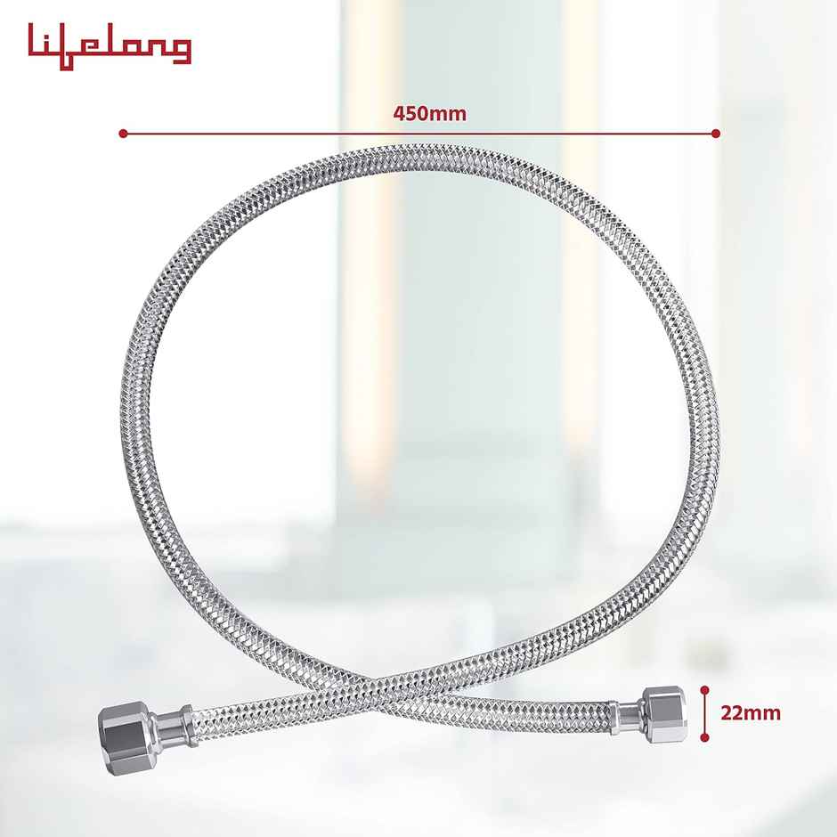Lifelong LLBACP01, 304 Grade Braided Stainless Steel Connection Geyser Pipe - 18 Inches