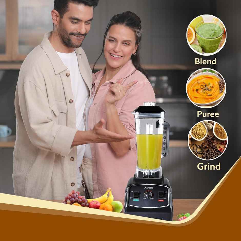 Agaro Grand Professional Blender Mixer Grinder | 2000 W | 2 L Jar | 100% Copper Motor - Black