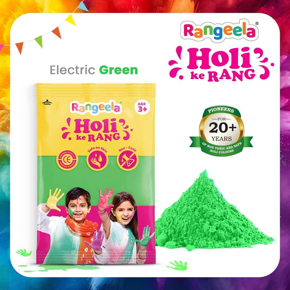 Rangeela Holi Ke Rang Colours Non Toxic | Easily Washable And Safe On Skin | Electric Green