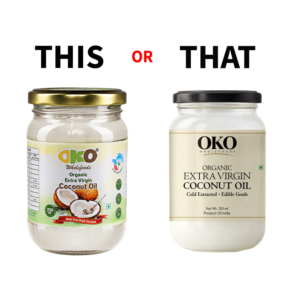 OKO Wholefoods Organic Extra Virgin Coconut Oil | Cold Pressed & Unrefined | Glass Bottle