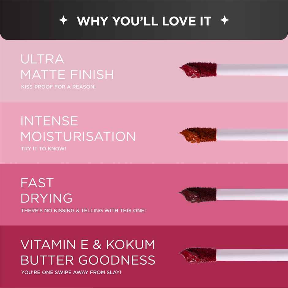 Bella Vita Kiss|Proof Liquid Lipstick Intense Moisturisation | Wine Stain