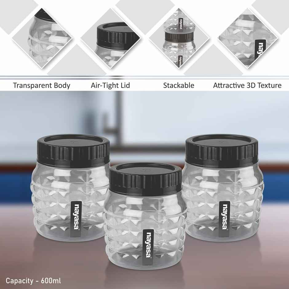 Nayasa Cushion BPA Free Food Grade Airtight Kitchen Stackable Container | Grey - 600 ml