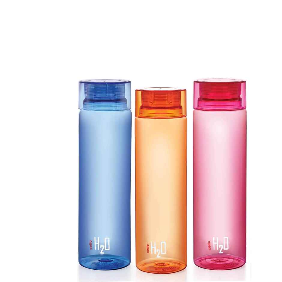 Cello H2O Plastic Bottles | Blue, Black, Pink | 1 L Each