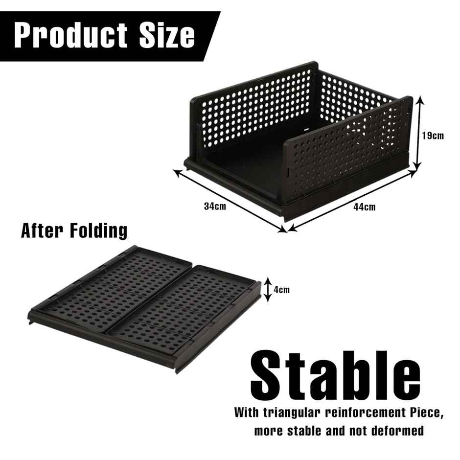 Kuber Industries Pack of 4 Large Storage Organizer For Clothes|Closet Storage Basket|Black