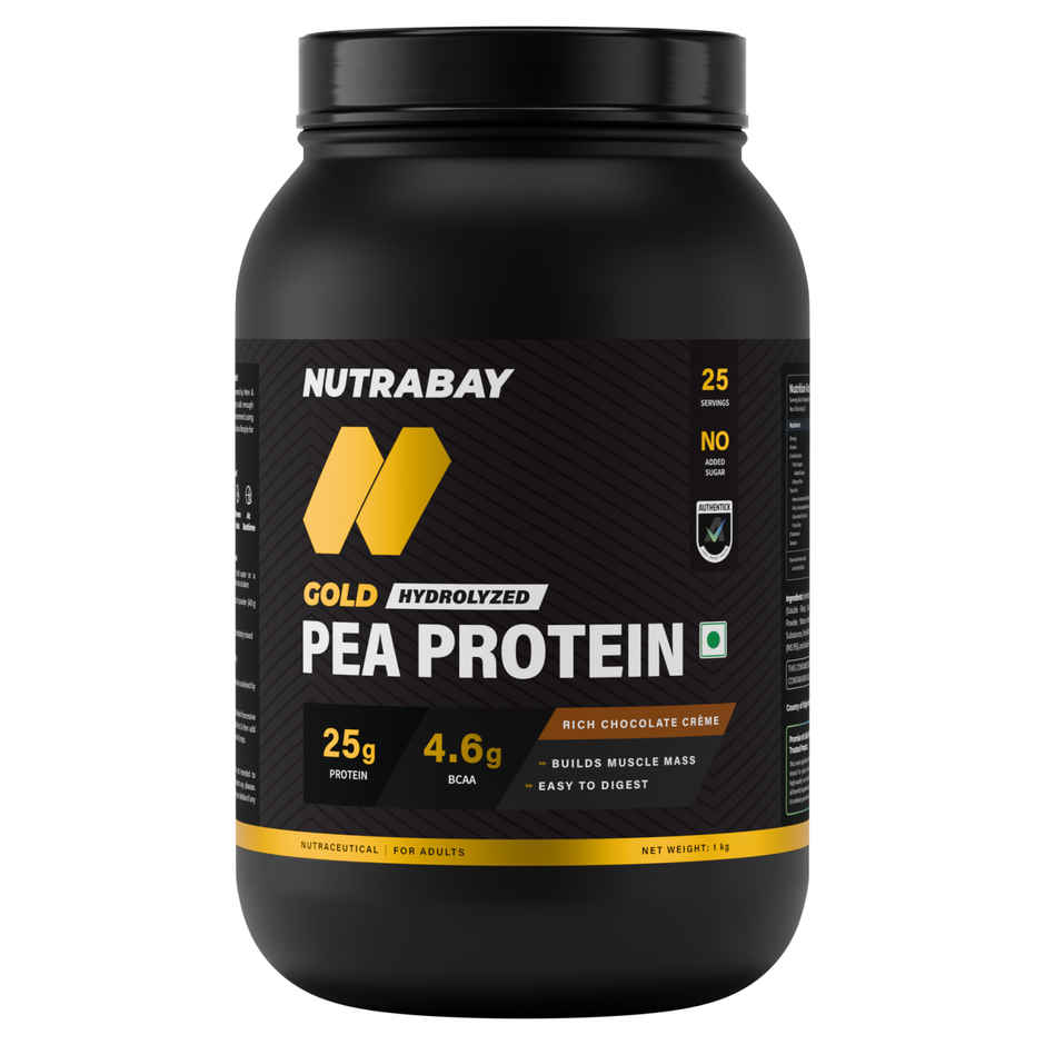 Nutrabay Gold Pea Protein Powder 25g Pea Protein 46g BCAA Rich Chocolate Creme