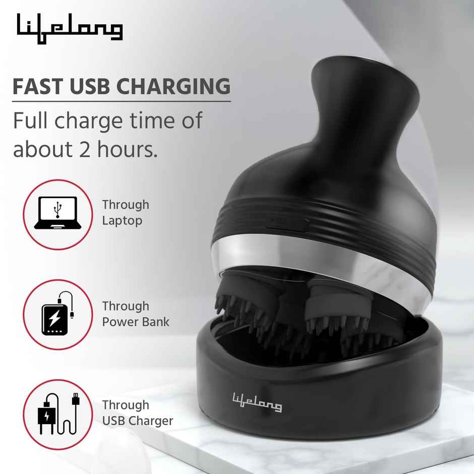 Lifelong Llm765 Rechargeable Head, Scalp Full Body Pain Relief Massager, 4 Speed Modes