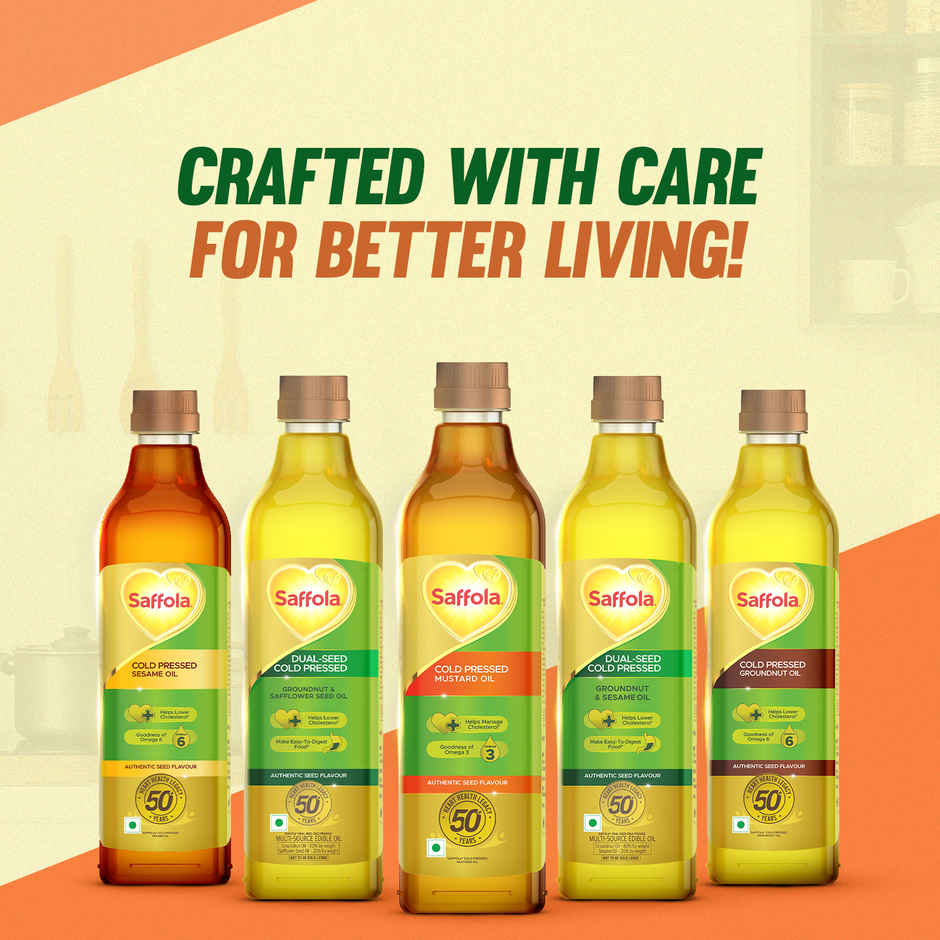 Saffola Mustard (Sarson) Seed Cold Pressed Oil | Helps Manage Cholesterol