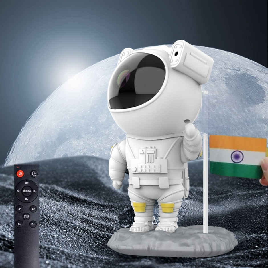 Desidiya Astronaut Galaxy Projector Starry Nebula Night Light With Remote & Flag