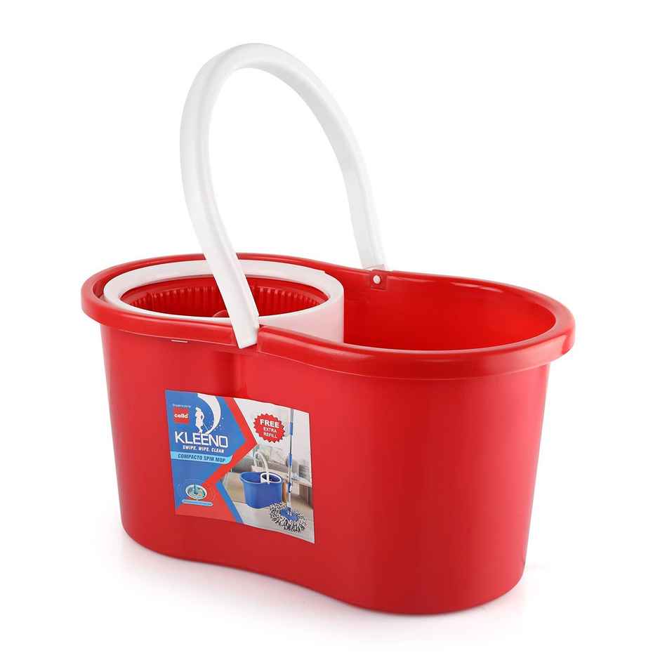 Cello Kleeno Compacto Spin Mop with 2 Refill, Red
