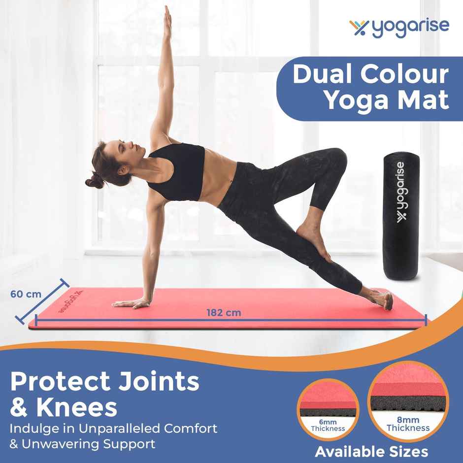 Yogarise 6mm Yoga Mat Dual Color, Red & Black