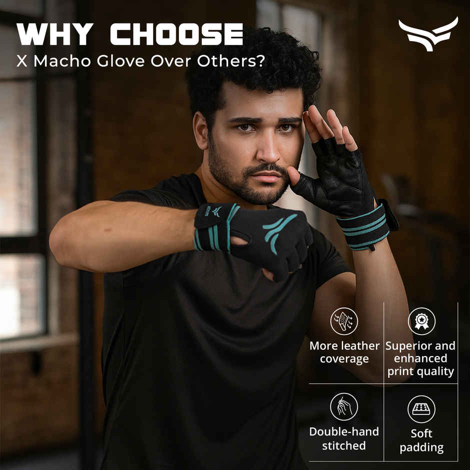 Xtrim Leather Gym Gloves for Men & Women | Wrist Support & Weightlifting Gloves - S