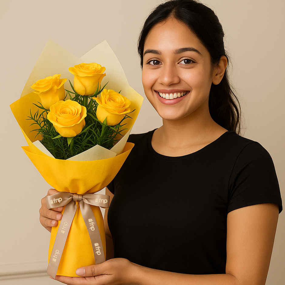 FNP 4 Yellow Rose bouquet