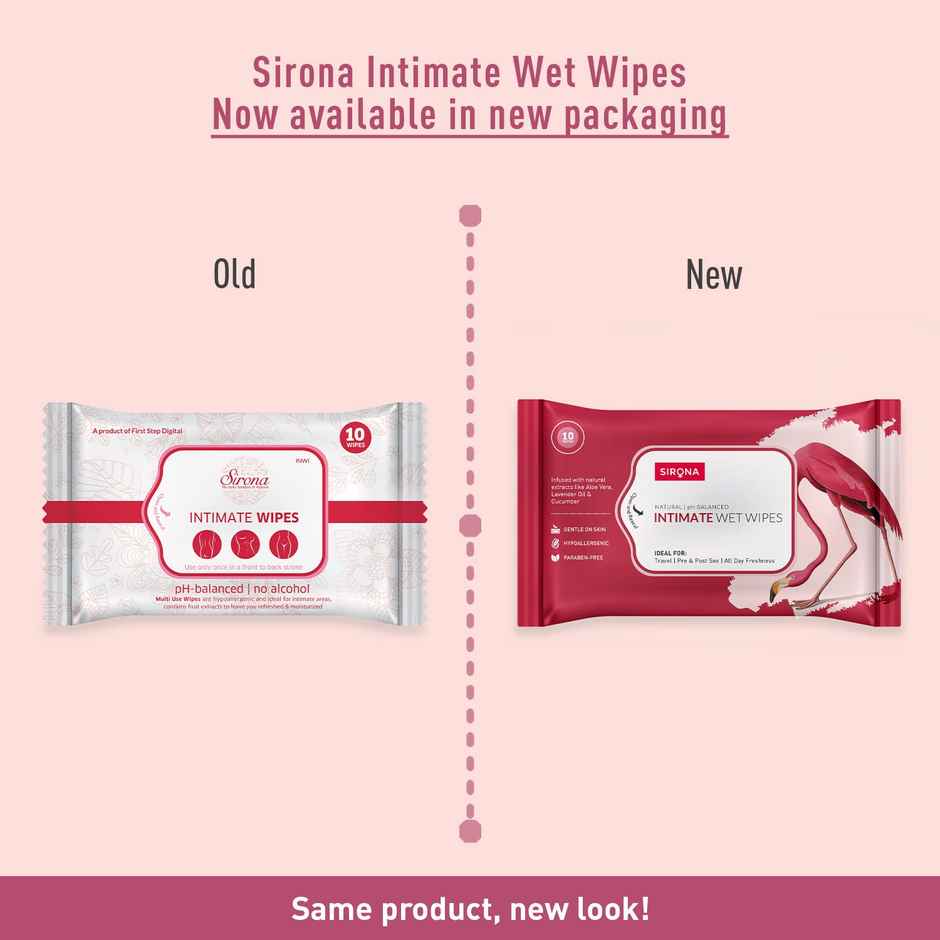 Sirona Intimate Wipes for Gentle, pH-Balanced Cleansing | 10 Pulls Per Pack