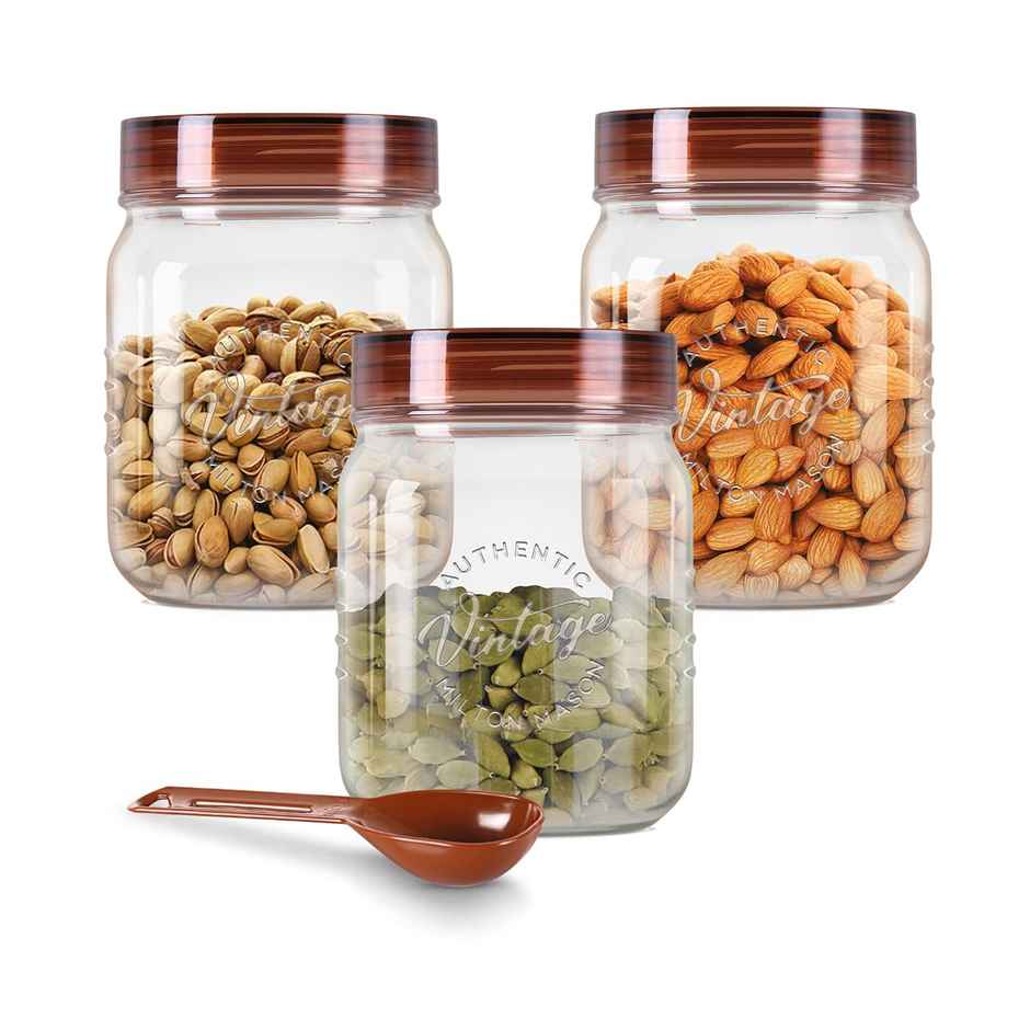 Milton Plastic Vintage Pet Jar Set Of 3, 500 ml Each, Transparent