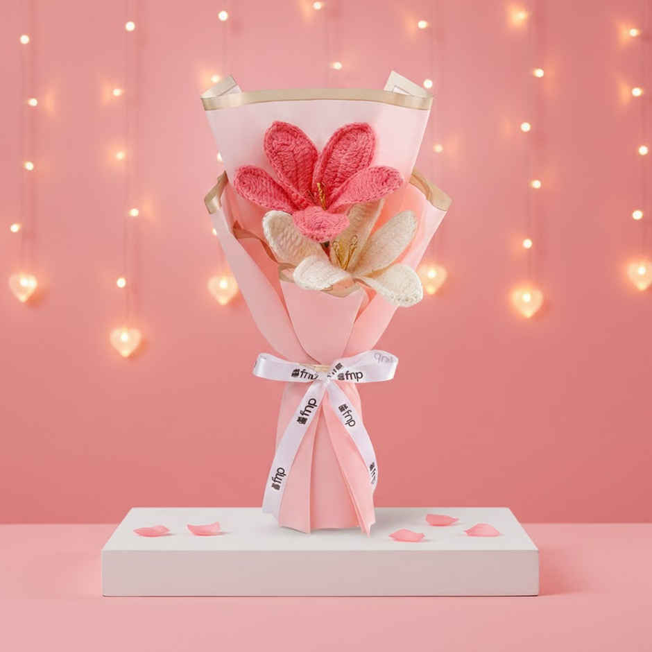 Eternal Lily Bloom Crochet Artificial Flower Bouquet | Ideal for Gifting | FNP