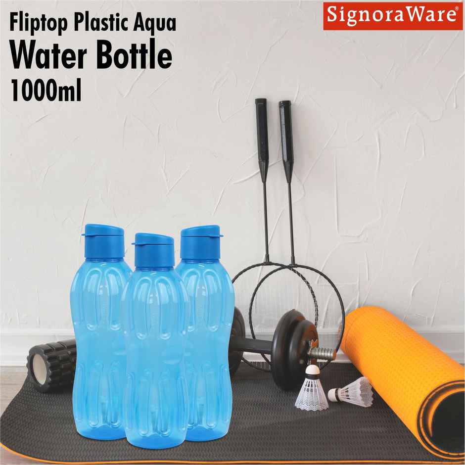 Signoraware Flip Top Aqua Fresh Bottle | Blue | 1 L