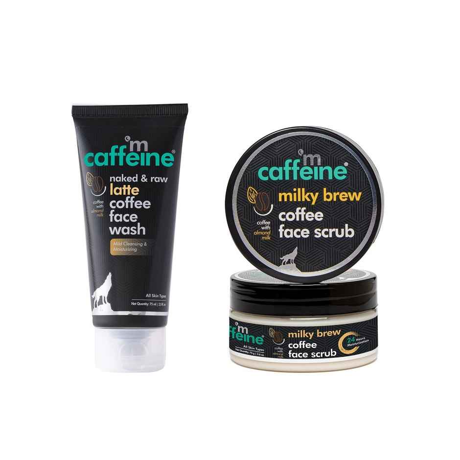 mCaffeine Coffee & Milk Face Wash With Shea Butter & Almond Milk(75ml) & mCaffeine Coffee & Milk Moisturizing Face Scrub(75gms) Combo