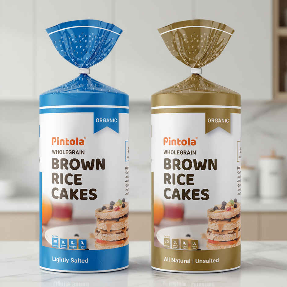 Pintola Organic Wholegrain Brown Rice Cakes Combo Pack | All Natural | Unsalted And Lightly Salted