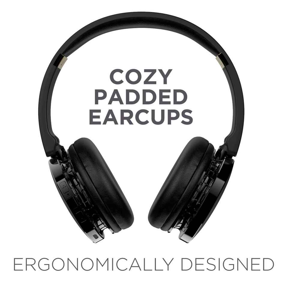 boAt Rockerz 370 BT Headphones w/ 12H Playtime, Cozy Padded Earcups & Bluetooth v5.0 (Buoyant Black)