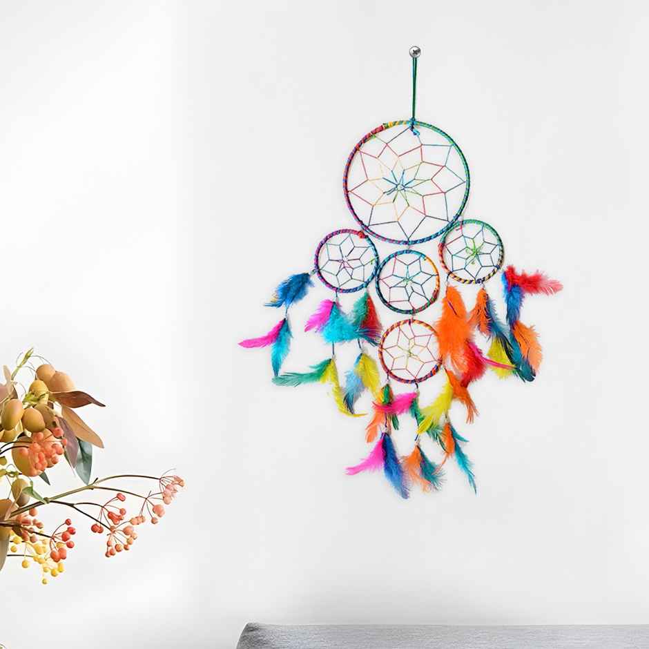Urbanfix Three Round Dream Catcher for Bedroom & Living Room | Boho Wall Hanging Decoration