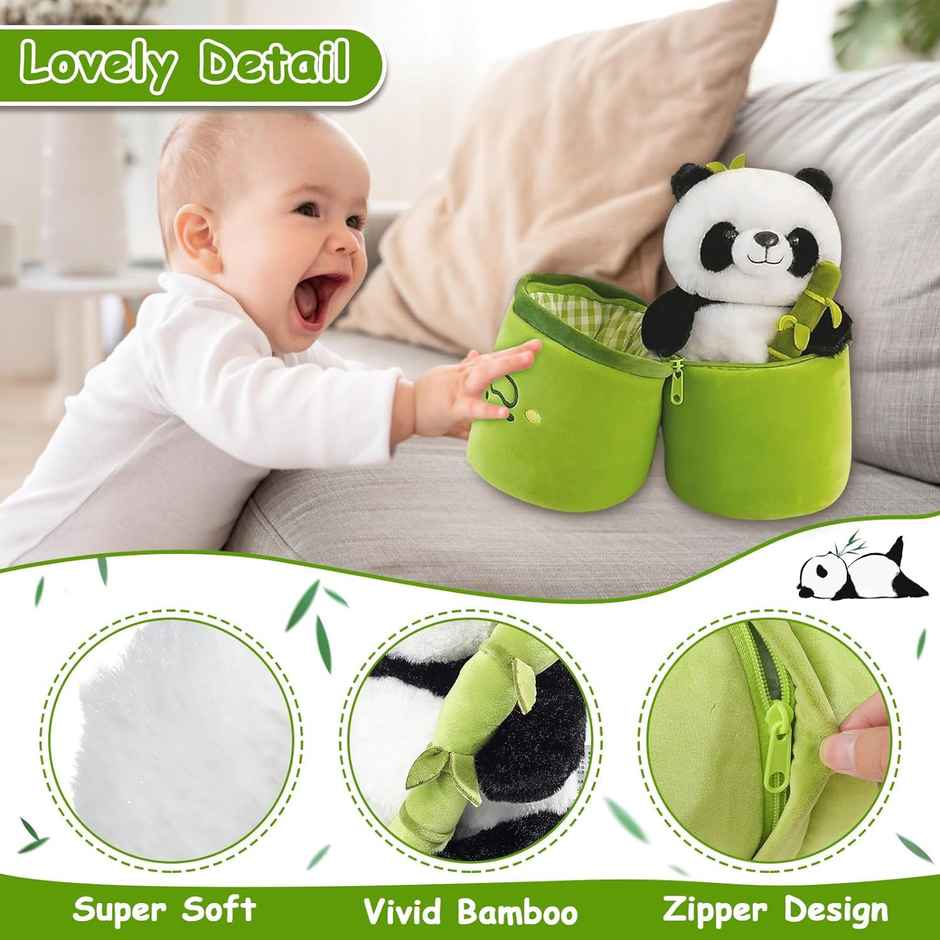 Babique Stuffed Bamboo Panda Plush Toy | 25 Cm | With Green Bag | Gifts for Boys Girls