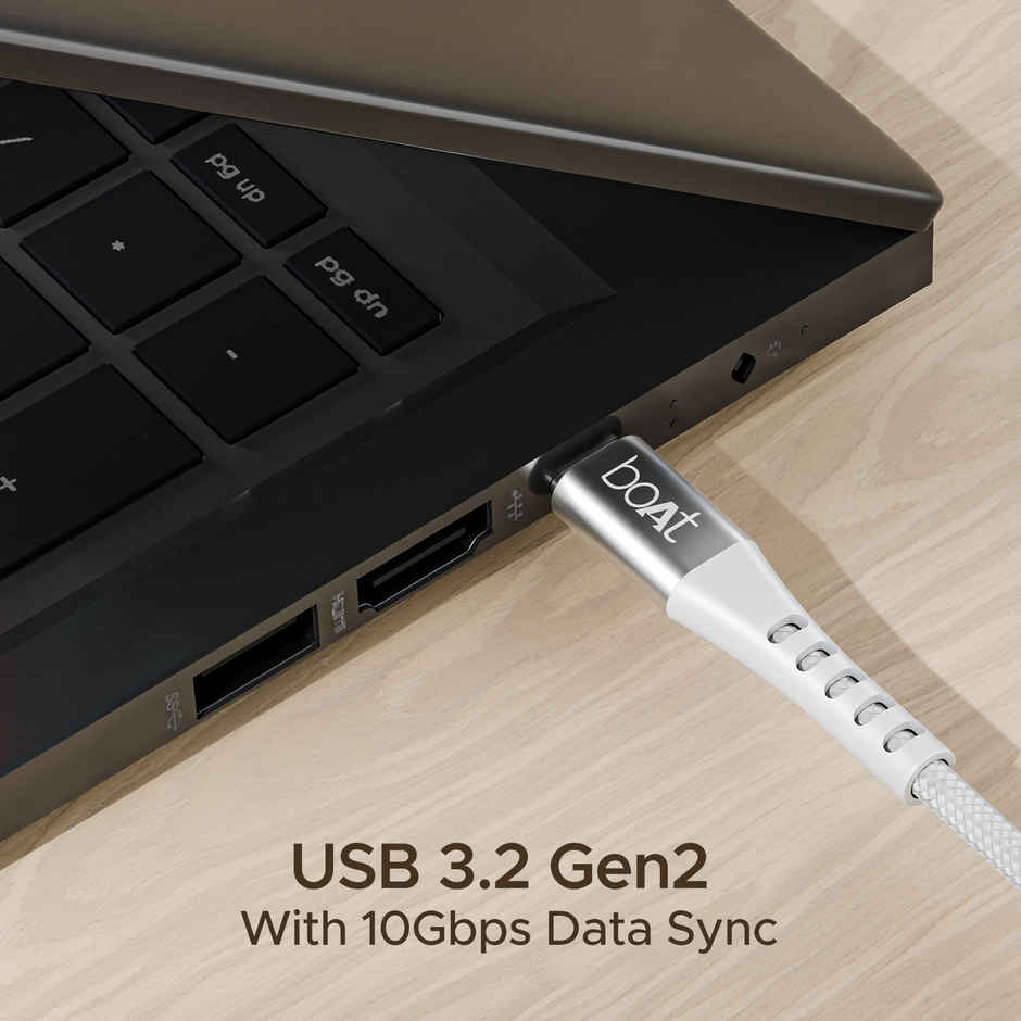 boAt Type-C Cable w/ 100W/5A Fast Charging & 10Gbps Data Transmission - Type-C C600 (White)