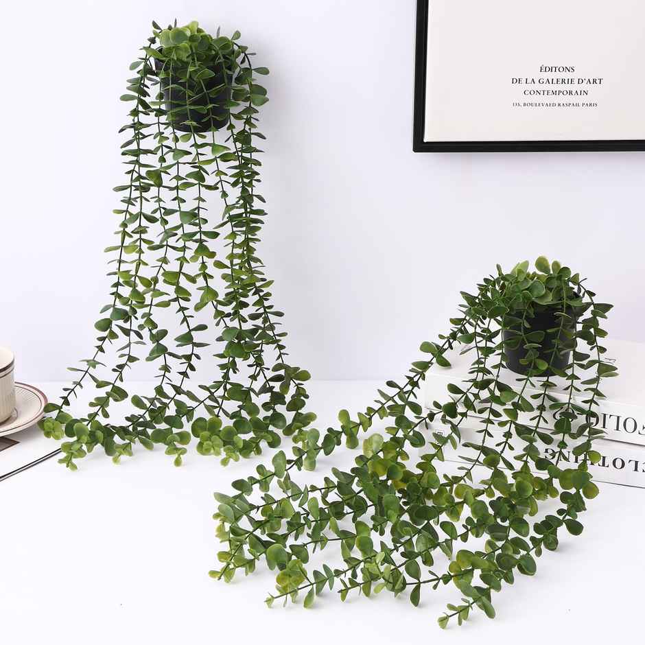 TIED RIBBONS Hanging Eucalyptus Artificial Plant with Pot