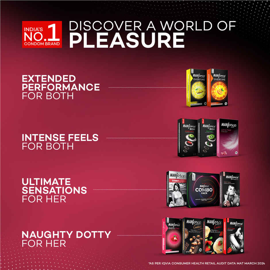 Manforce Extra Dotted (1740 Dots) Litchi Flavoured Condoms (10pc) & Manforce Epic Lube - Aloe-Vera & Litchi (60ml) Combo