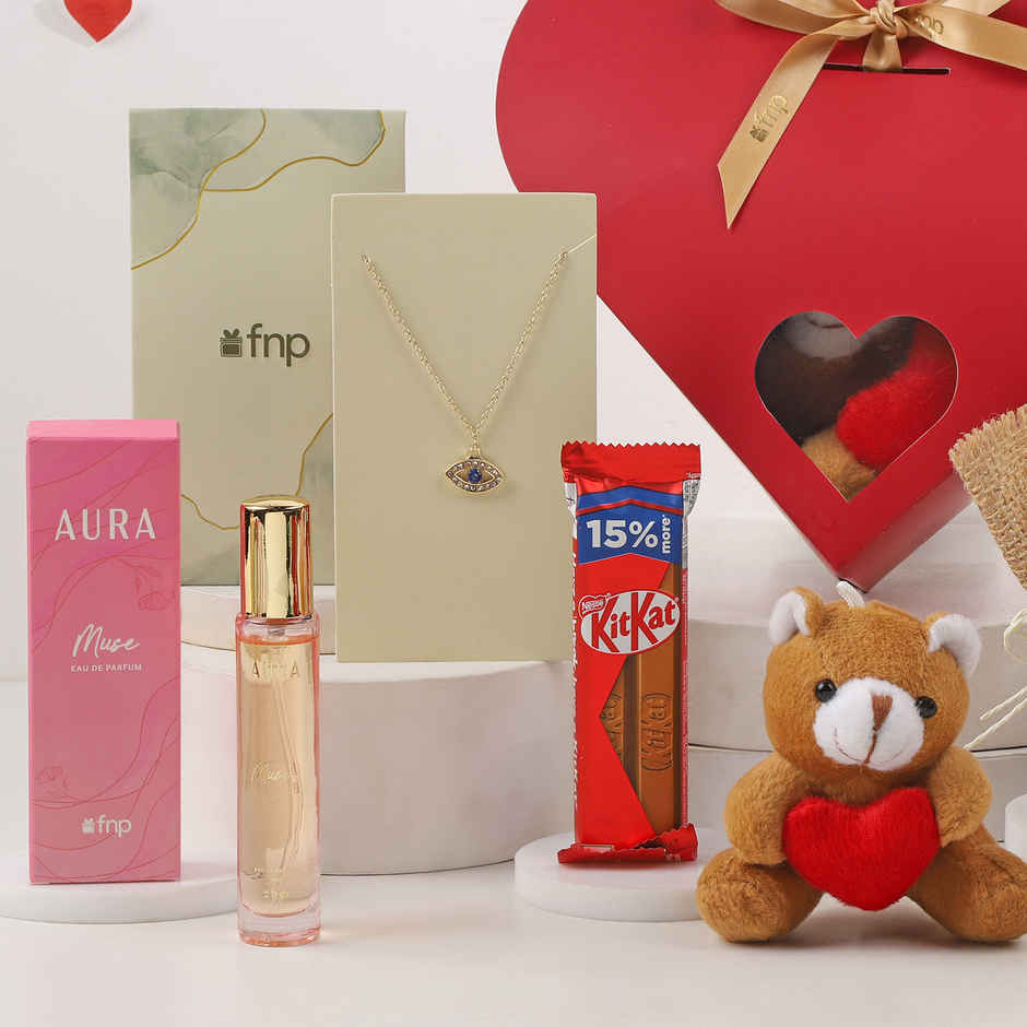 Love Indulgence Romantic Gift Hamper in Heart Box | FNP