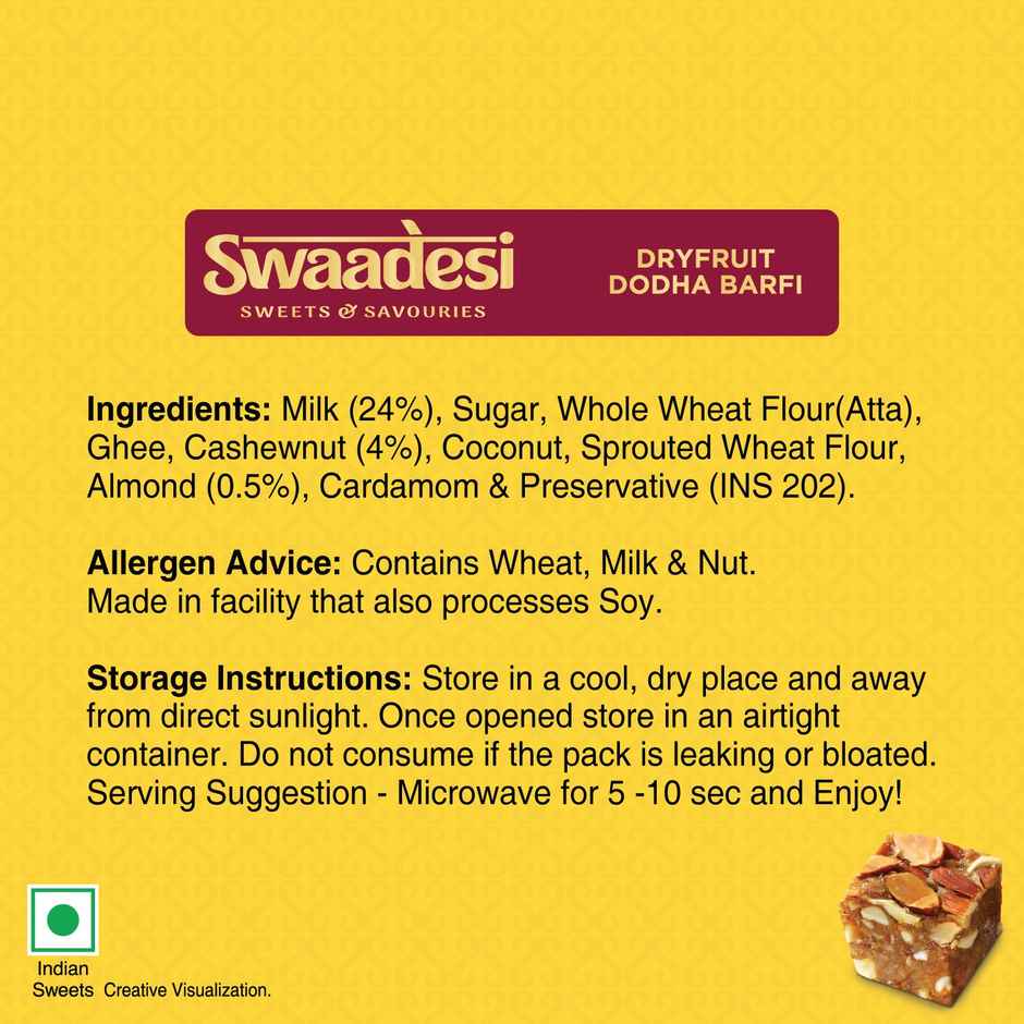 Ghee Dryfruit Dodha Barfi By UNIBIC Swaadesi