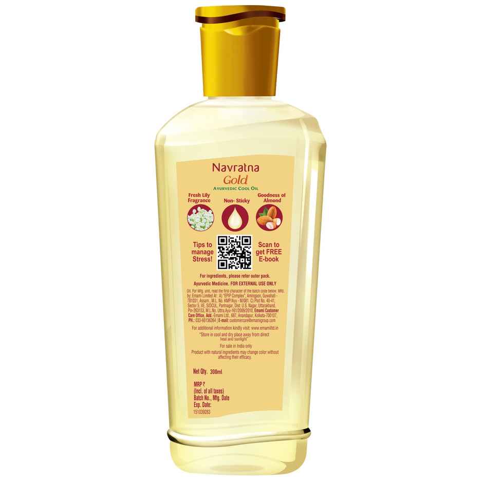 Navratna Gold Ayurvedic Hair Oil Non Sticky Mild Fragrance Goodness Of Almond