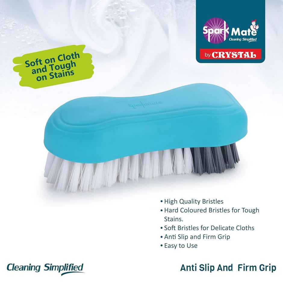 Sparkmate By Crystal Premium Cloth Brush With Soft & Hard Bristles Assorted Plastic