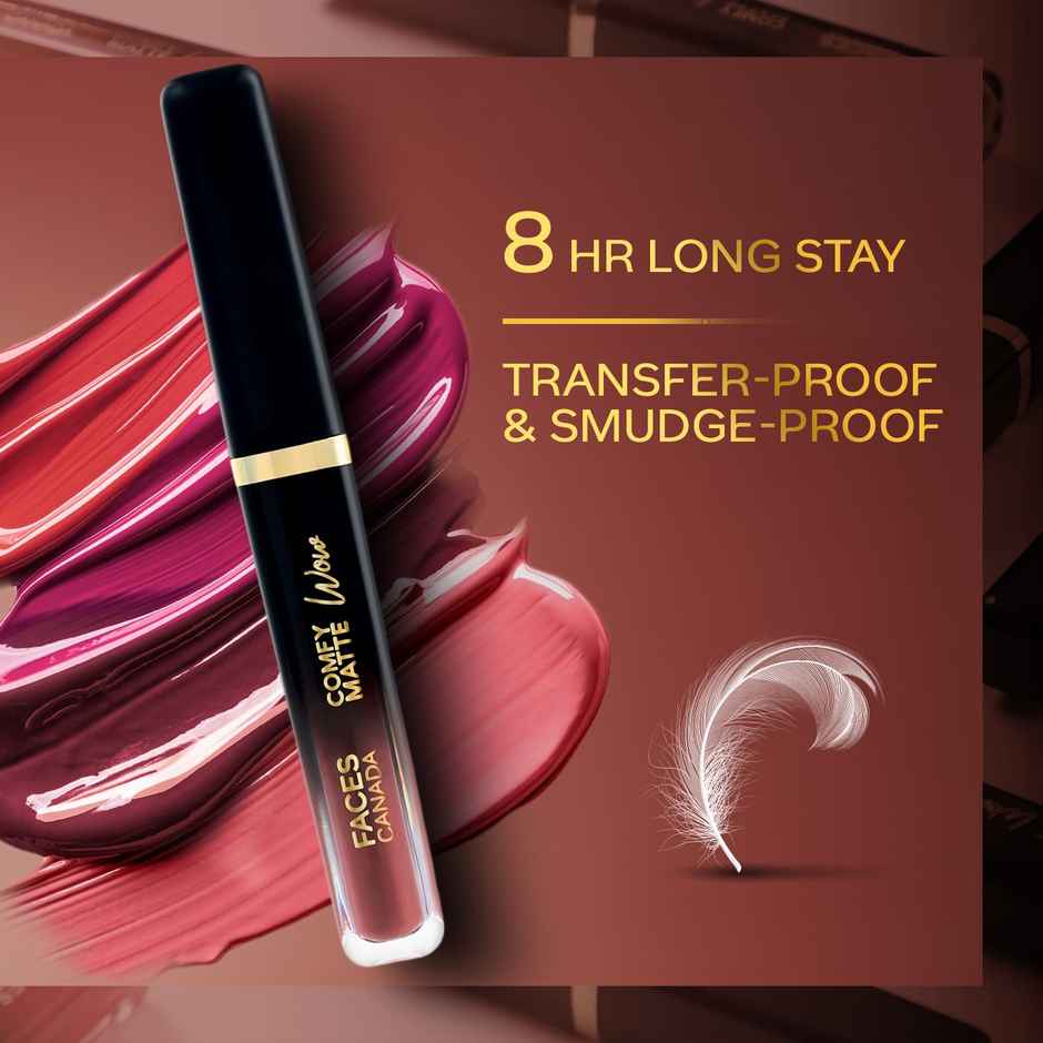 Faces Canada Comfy Matte Wow Liquid Lipstick | Cocoa Crush 07, One Swipe Application